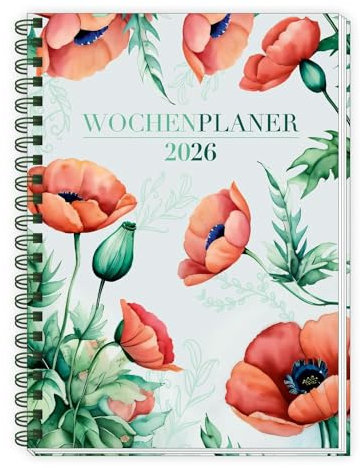 Trötsch Wochenplaner A5 mit Wire-O Blumen 2026: Taschenkalender