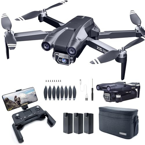 CHUBORY X10 PRO GPS Drone with Camera for Adults 4K UHD, 90 Min Long Flight Time,3280 FT Long Control Range, Auto Return, Follow Me, Brushless Motor, RC Quadcopter for Beginners(<0.250g)