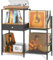 iDavosic.ly Record Player Stand, 3 Tier Vinyl Storage Shelf with Turntable Holder, Side Table with Display Rack Up to 200 Albums, Rustic End Table with Drawer for Living Room, Black & Brown