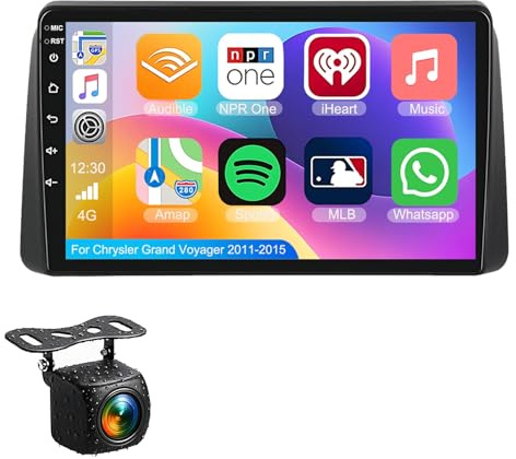 Android 14 Autoradio 2Din GPS Navi für Chrysler Grand Voyager 2011-2015 9 Zoll Auto Bildschirm Radio mit Bluetooth 5.0 Carplay Android Auto WiFi 4G DSP SWC MIC+ AHD Rückfahrkamera(S-6(8G+128G))