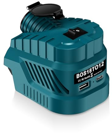 Step down Converter für Bosch 18V GBA Batterie, Zigarettenanzünder Schnittstelle, DC 12V Buck Converter Regulator, High Power 240W 20A, mit USB A & Typ C Port, für Golf Cart RC Auto Truck