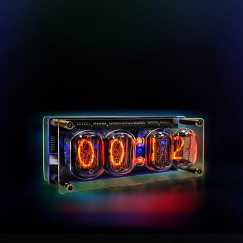 IN12 Nixie Uhr, LED-Lampe, Röhrenuhr mit Power-Off-Memory-Funktion, USB-Aufladung für Schreibtisch und Heimdekoration