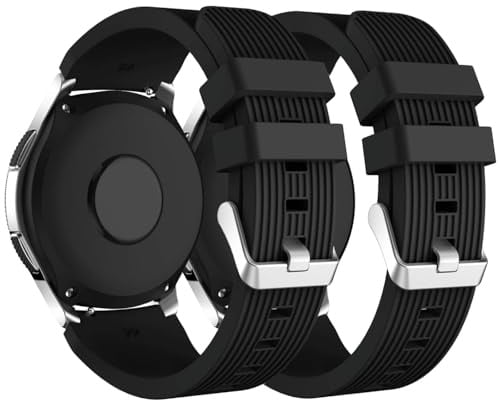 2 Stück 22mm Sport Band Kompatibel mit Samsung Galaxy Watch 3 45mm Armband, Weiches Silikon Ersatz Armband für Samsung Gear S3 Frontier/Galaxy Watch 46mm/Huawei GT 2 46mm