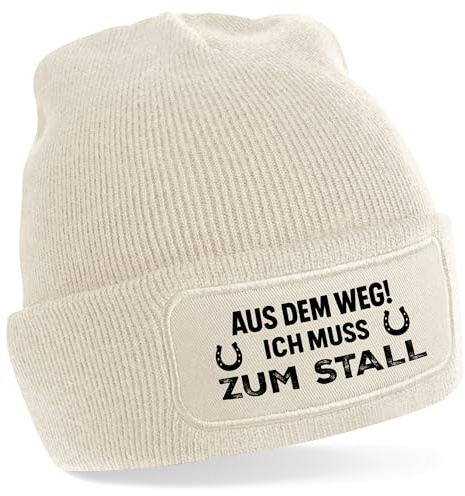 BOO Shirt Aus dem Weg! Ich muss zum Stall Mütze v2 – lustige Beanie für Reiter & Pferdebesitzer – warme Wintermütze mit Spruch – Geschenkidee