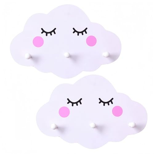 Generisch Bücherregal Kinder, 2er Set Wandregal Wolken Kinderzimmer zur Aufbewahrung der & Hörfiguren,Wand Regale weiß für Kinderzimmer, Babyzimmer Deko, Wohnzimmer, Arbeitszimmer (B)