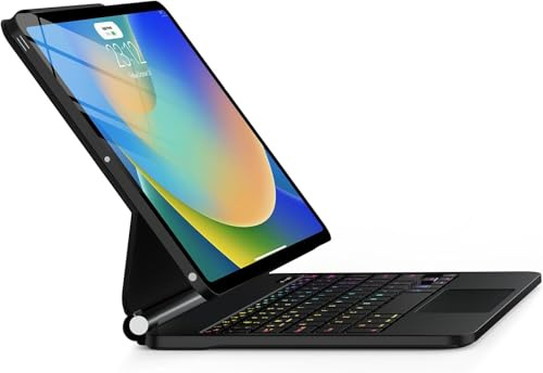 Custodia per iPad di 9a generazione con tastiera, custodia magnetica magica per iPad 10.2 9a/8a/7a generazione e Air 3, Pro 10.5, trackpad multi-touch - retroilluminata - Supporto a sbalzo