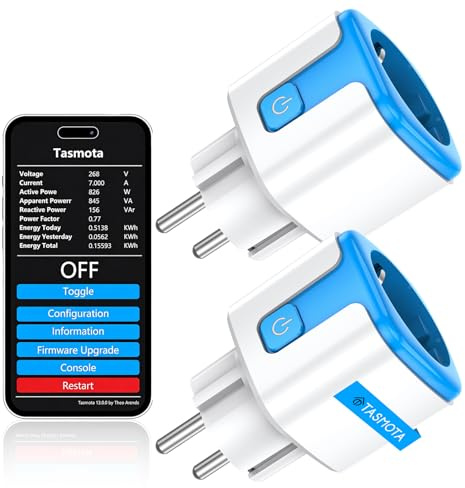QUEENWEN Tasmota Steckdose, Wlan Smarte Steckdose ESP8285 Plug 16A | Smart Steckdosen mit Stromverbrauch Stromzähler, Timer Compatible with Alexa, Google, Home Assistant, MQTT, Domoticz