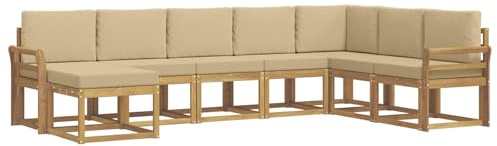 vidaXL Outdoor-Sofagarnitur mit Kissen 8 pcs Weiß und Beige, Moderner Garten Sofa, wetterfeste Eckcouch, Möbel zum Entspannen auf Terrasse, Patio Lounge und Komfortset