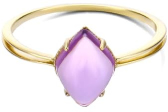 BWDHJLEY Verlobungsring Damen Gold 18K, Trauringe Lila Amethyst Spezielle Schnittform Gelbgold 750 Gelbgold