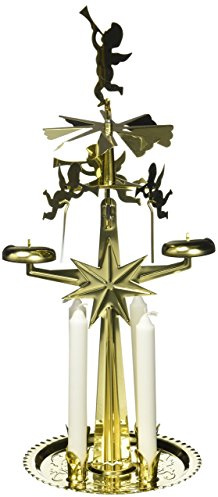 Unbekannt Sigro Original Schwedische Design Messing Engel Glocken Pyramide mit Vier Kerzen, Gold