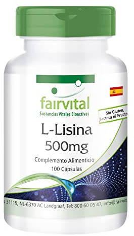 fairvital L-Lysin 500mg Kapseln, HOCHDOSIERT, Essentielle Aminosäure, Lysin HCL, 100 Kapseln