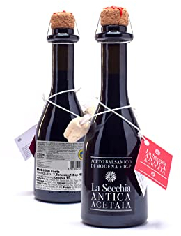 La Secchia - Vinaigre Balsamique de Modène IGP Une Étoile, Vieilli en Chêne, Basse Densité, Flacon de 250 ml avec Bouchon Doseur en Liège, Produit Artisanal Italien