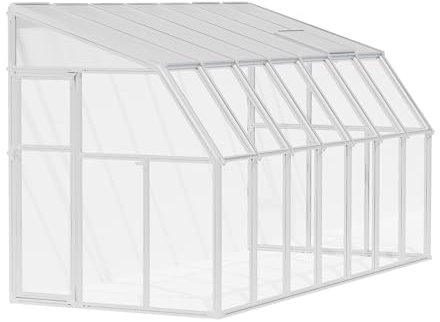 Palram Canopia Rion Sun Room 6 Ft. x 14 Ft. Solarium, Lean-to Greenhouse DIY Kit, Attach to House, Large Twin Wall Polycarbonate, 100% UV Protection for Porch, Patio Outdoors with Window Vent (White)