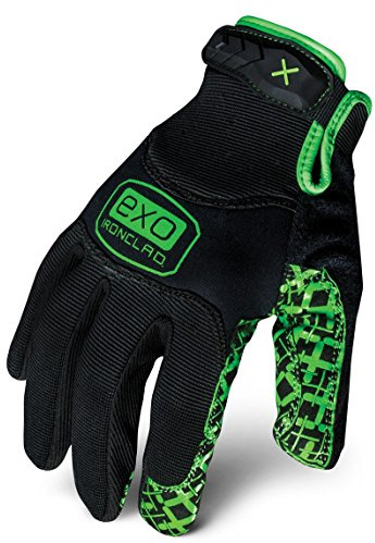 Ironclad mens Work Gloves EXO GRIP BLACK , Black & Green, Large Pack of 1 US