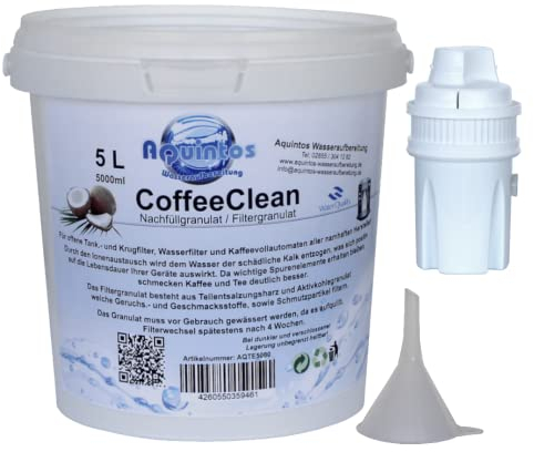 Classic Refillkartusche Filterpatrone passend für Brita Classic, Aqua Plus, Aqua Select, PearlCo, Kenwood, Anna, Leifheit, Bodum mit 5 Liter Nachfüllgranulat
