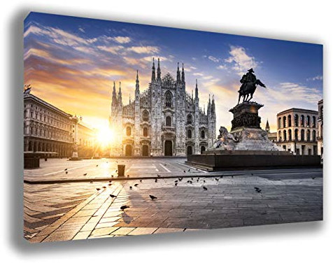 Quadro Moderno MILANO Italia - Tantissime Misure e Formati Disponibili - Stampa su Tela Canvas in HD - Quadri Moderni - Fornito già intelaiato e pronto da appendere printerland.it (20x30 cm)