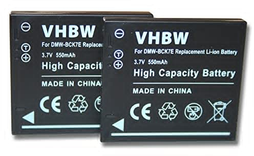 vhbw 2X Batteries Compatible avec Panasonic Lumix DMC-FS16, DMC-FS18, DMC-FS22, DMC-FS28 Appareil Photo, Reflex numérique (550mAh, 3,7V, Li-ION)