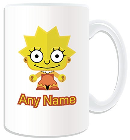 Cadeau personnalisé – Grande Fille Mug (Simpsons Motif Family Theme, Blanc) – n'importe quel nom/message sur votre Unique Mug – Lisa