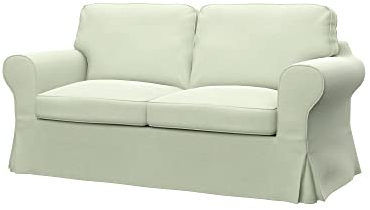Soferia Kompatible Ersatzbezug fur EKTORP 2er-Sofa, Stoff Elegance Creme (FLECKENBESTÄNDIG, WASSERABWEISEND und Kratzfest), Ecru