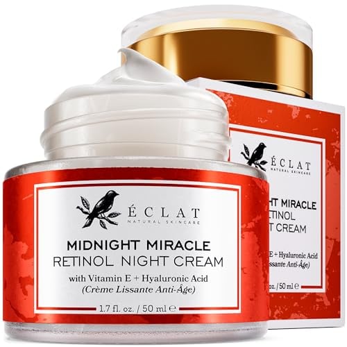 Eclat Skincare Retinol Night Cream – 2.5% Retinol & Hyaluronic Acid Face Moisturizer for Wrinkles, Fine Lines & Hydration – Firming Anti Aging Cream for Smooth, Radiant Skin 50 ml