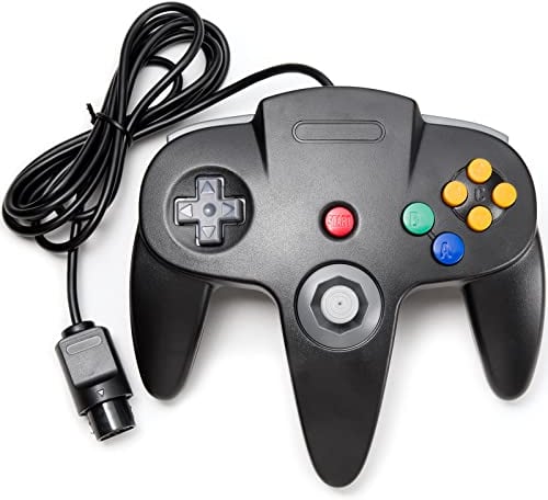 miadore Controlador Joypad N64 retro de 64 bits Controlador de gamepad con cable Joystick para la consola N64 Sistema N64, negro