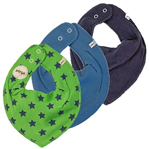 Pippi Halstuch 3er Set Baby Halstücher Dreieckstücher (Green Stars)