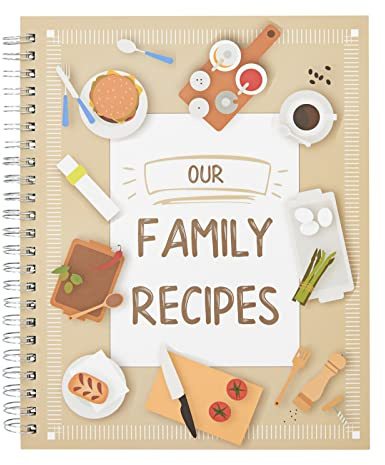 Pipilo Press Rezeptbuch Our Family Recipes (1 Stück) - Rezeptbuch für Familienrezepte - Vordruck auf Englisch -Ideal für Hobby-Köche, als Geschenk - ca. 16,5 x 20,8 cm
