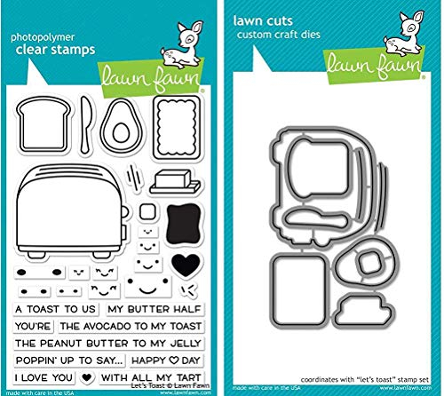 Lawn Fawn - Toaster Themed Stamp & Die Set - Let's Toast - 2 Items