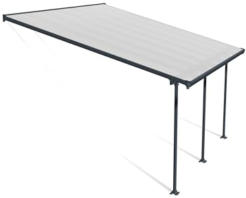 Canopia by Palram Terrassenüberdachung Alu Feria 4X4.2 Polycarbonat Hohlkammerplatten Pergola 425 x 385 cm Grau zur Überdachung ihrer Terrasse