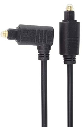 PremiumCord Optisches Audiokabel Toslink abgewinkelt 1m, Toslink Stecker auf Stecker 90°, Digitalkabel für Stereoanlage HiFi Sounbar TV, HQ Audio, vergoldet, Farbe schwarz