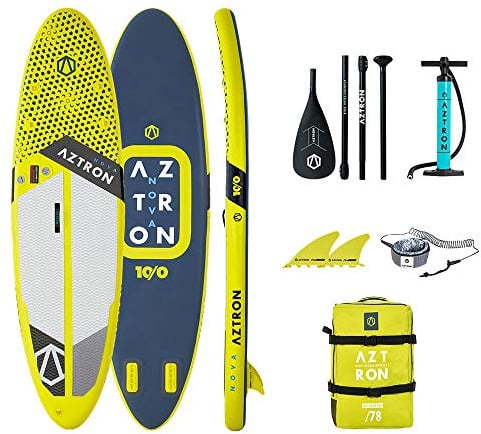 AZTRON Nova Compact, aufblasbares SUP Unisex Erwachsene, säuregelb/grau, 305 x 81 x 15 cm