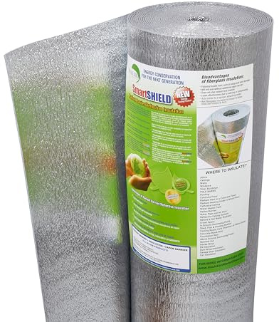 INSULATION MARKETPLACE SmartSHIELD – 3 mm 48 Zoll x 25 ft ReflectiveIsolation Rolle, Schaumkern Strahlungsbarriere, thermische Folie, Isolierung – Engineered Foil