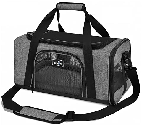 Wakytu Transportbox für Katze Hund, Transporttasche für Haustiere, Faltbare Hundetransportbox Katzentransportbox, Hundetragetasche, Hundebox Auto, Atmungsaktive Hundetasche… (S, Grau)