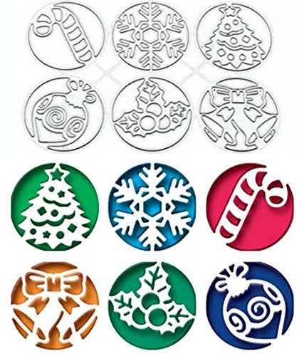 6 Stück Weihnachtsringe, Metall-Stanzformen, Weihnachtsbaum, Schneeflocke, Geschenk, Glocke, Stanzschablonen für DIY, Scrapbooking, Basteln, dekorative Prägung, Papierformen für Kartenherstellung