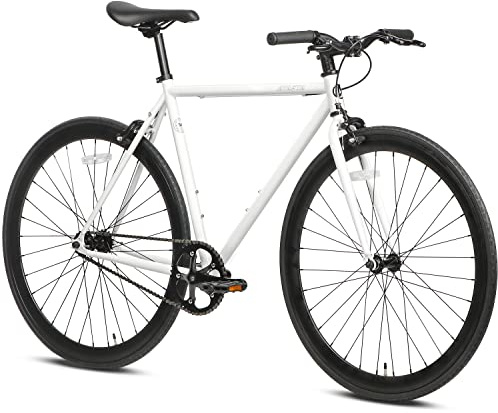 AVASTA Single-Speed Fixed Gear Urban Commuter Bike for Women and Men,Light Weight Unisex Fixie Bike,Flat Handlebar and Flip Flop Hub City Road Bike,50 White