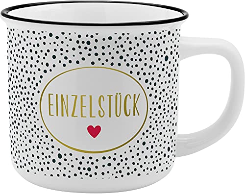 GRUSS & CO Becher Motiv Einzelstück | New Bone China Porzellan, Emaille-Optik, 35 cl | Geschenk, Sprüchetasse | 47515