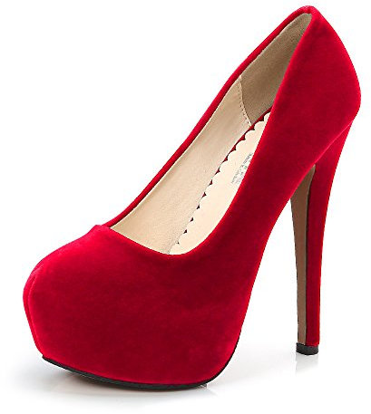 OCHENTA Women's Stiletto High Heel Platform Slip On Round Toe Pumps Asian Size 45 - UK B(M) 10