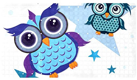 Badewannenmatte Eule Duschmatte Antirutschmatte Badematte Mit Saugnapf Und Ablaufloch Sicher rutschfest Für Ältere Menschen Und Kinder 40x71 cm