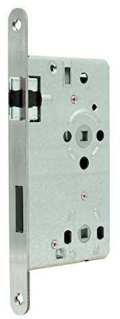 Buddy4Home house accessoires Bad WC Tür-Einsteckschloss für Zimmertüren Flüsterfalle Schlosskasten aus verzinktem Blech Edelstahl Schließblech Stulp 20mm Dornmaß 65mm Din Rechts Nuss 8mm