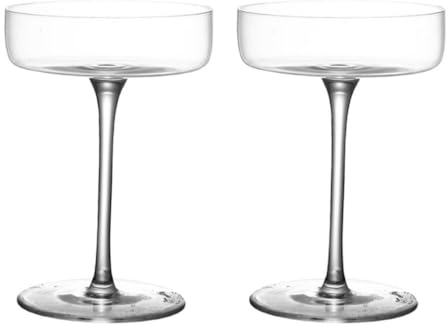 Cabilock Trinkglas Sektschalen Wasserbecher Glasses: 2Pcs Round Martini Glasses with Stem Elegant Drinking Cups Drinking Margarita Cocktails Martini Cocktailbecher Sektschale