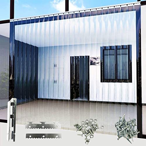 Streifenvorhang PVC Streifenvorhang Lamellen transparent/durchsichtig 1.7mm Kunststoffvorhangstreifen Breite 18.5cm Überlappung der Lamellen von 3,5cm Lamellenvorhang (height:3.0m/1pcs)