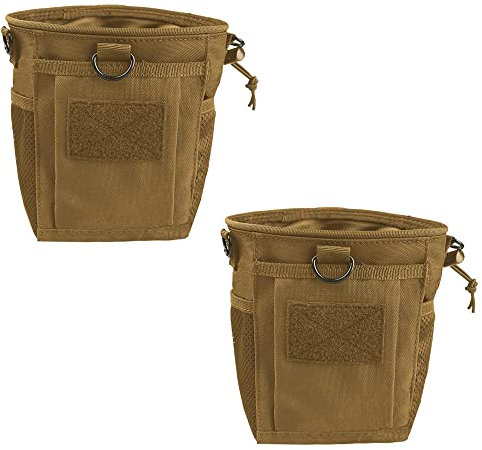 MAGARROW Taktisch Molle Beutel mit Kordelzug Kleine Gürteltasche Gürtel Tasche Tragbare Multifunktionale Kordelzug Halter Zubehör (TAN 2-Pack)