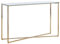 Beliani Schmaler Konsolentisch mit Marmor Optik weiß Metallgestell Gold Glamour Royse