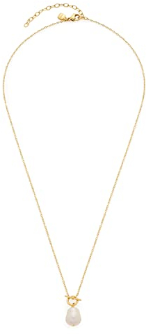 Leonardo Ciao Alida Halskette aus Edelstahl, kurze goldene Ankerkette mit Zuchtperlen-Anhänger und Knebelverschluss, Damenschmuck, 022117