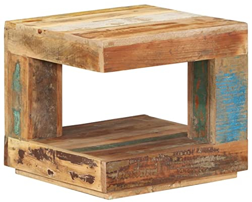 Tidyard Couchtisch Holz, Beistelltisch Sofatisch Altholz Massiv 45x45x40 cm