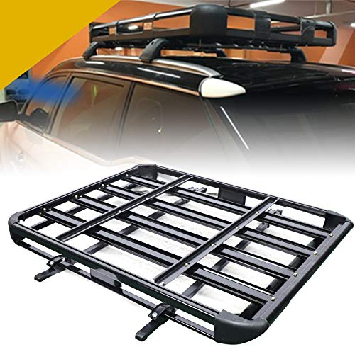 Aluminium Groß Dachgepäckträger Korb, Universal Auto Gepäckträger Schwarz Korb Dachgepäckträger Auto Groß Dachkorb Gepäck Fracht Träger 68 kg
