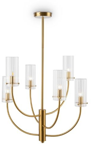 Maytoni Arco Neoclassic Pendelleuchte Arco G9x6 excl. 40W mit Messingglasschirm für Wohnzimmer, Schlafzimmer, Hotels, Restaurants