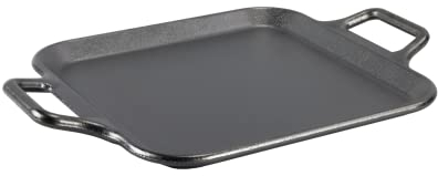 Lodge Bold 12 Inch Seasoned Cast Iron Square Griddle with Loop Handles, Design-Forward Cookware