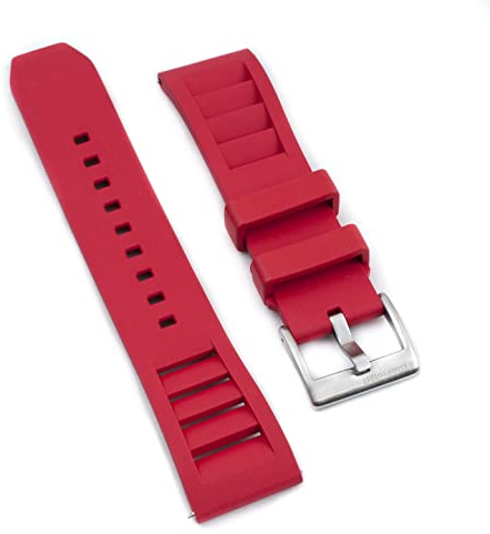 StrapHabit Uhrenarmband mit Schnellverschluss, belüftet, Gummi, FKM-Lüftungsschlitz, 20 mm, 22 mm (22 mm, rot)