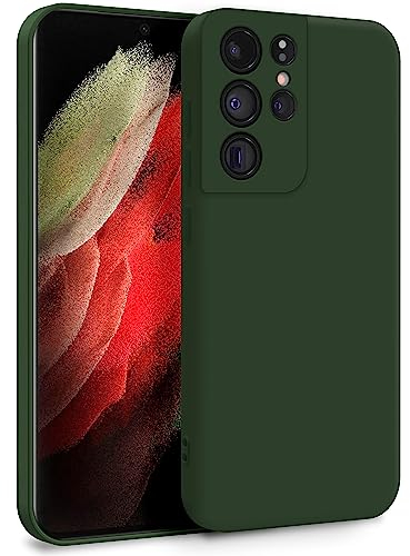 MyGadget Hülle für Samsung Galaxy S21 Ultra - Zweilagige Handyhülle mit Kameraschutz - Cover mit Innenfutter & Silikon außen - Olive Grün